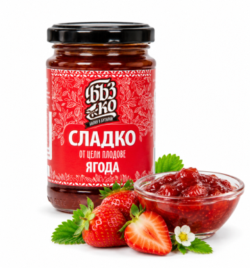BuzKo STRAWBERRY JAM, 65% WHOLE FRUIT – 380 g