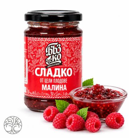 BuzKo RASPBERRY JAM, 65% WHOLE FRUIT – 380 g