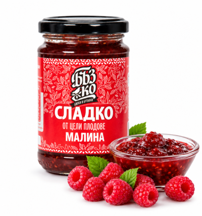 BuzKo RASPBERRY JAM, 65% WHOLE FRUIT – 380 g